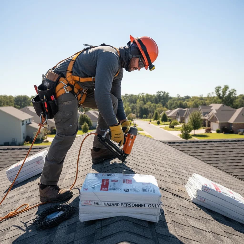 Roofer at work