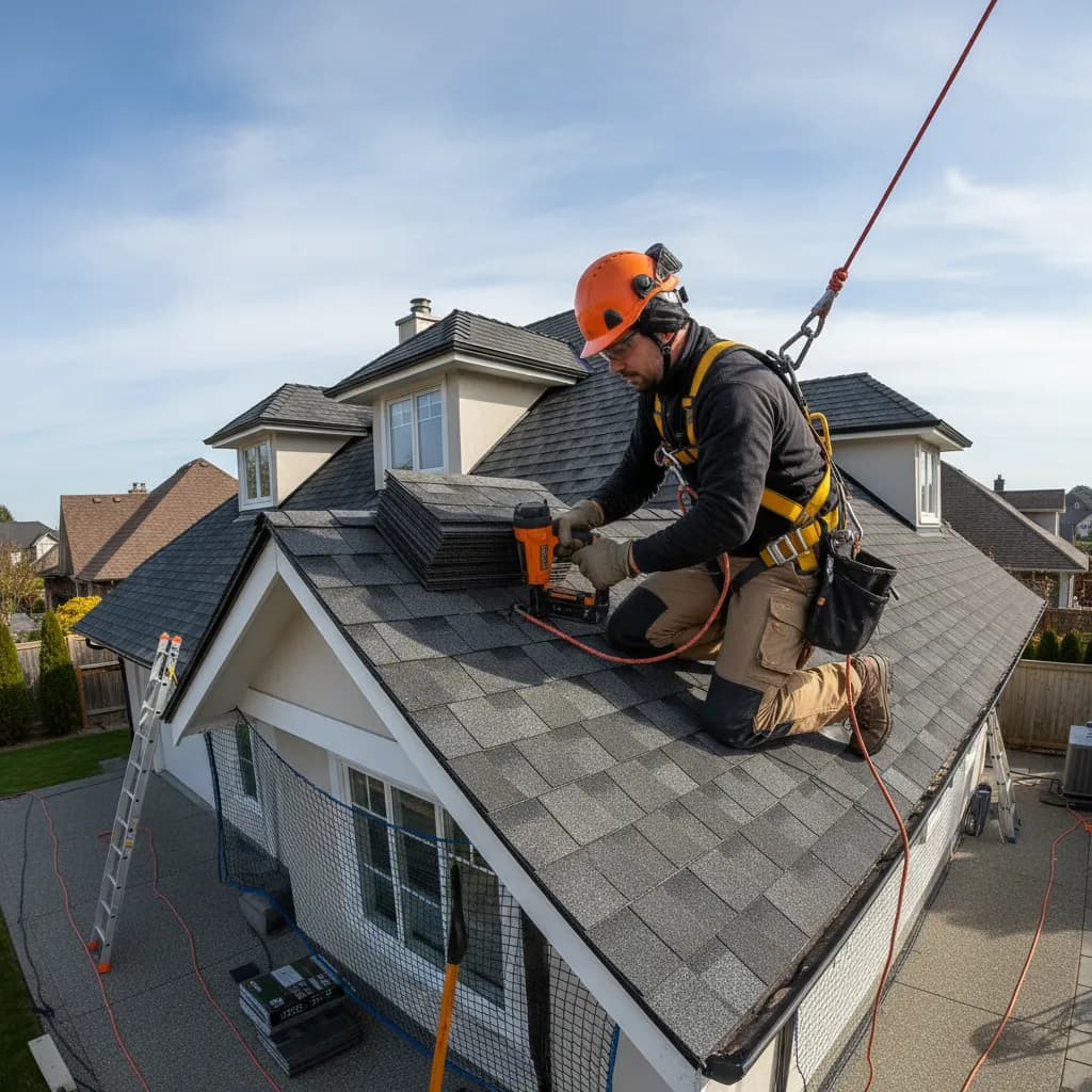 Roofer at work