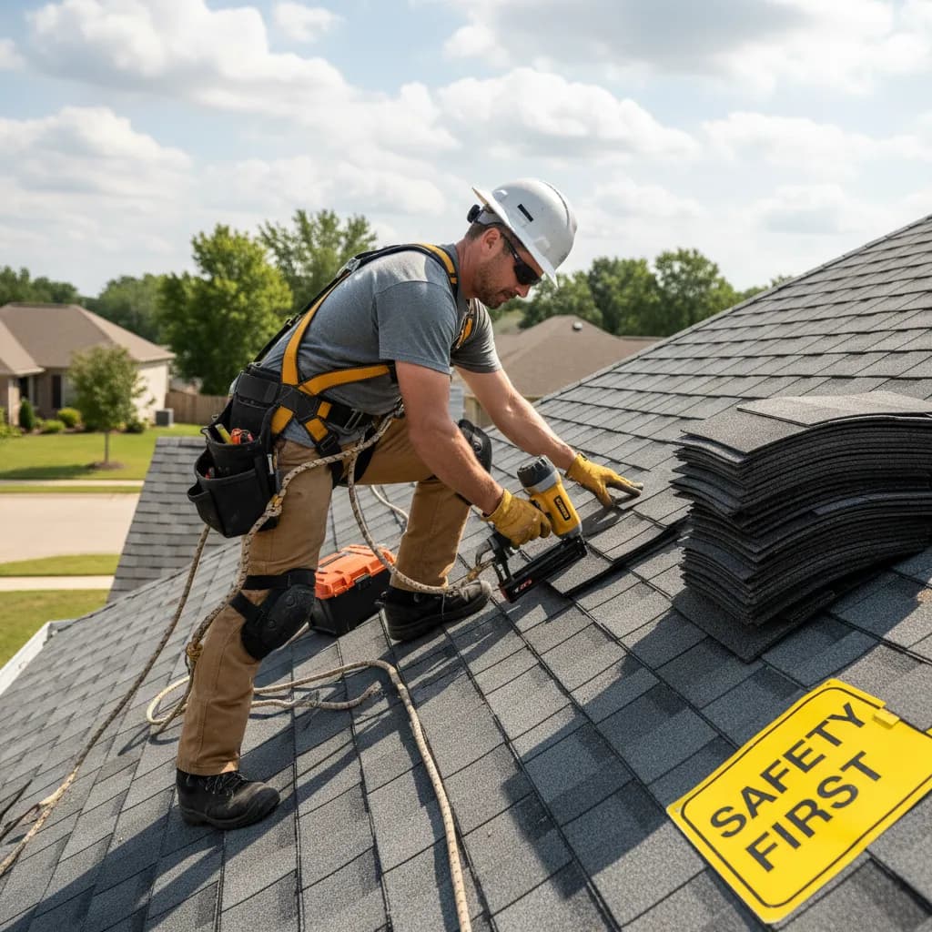 Roofer at work