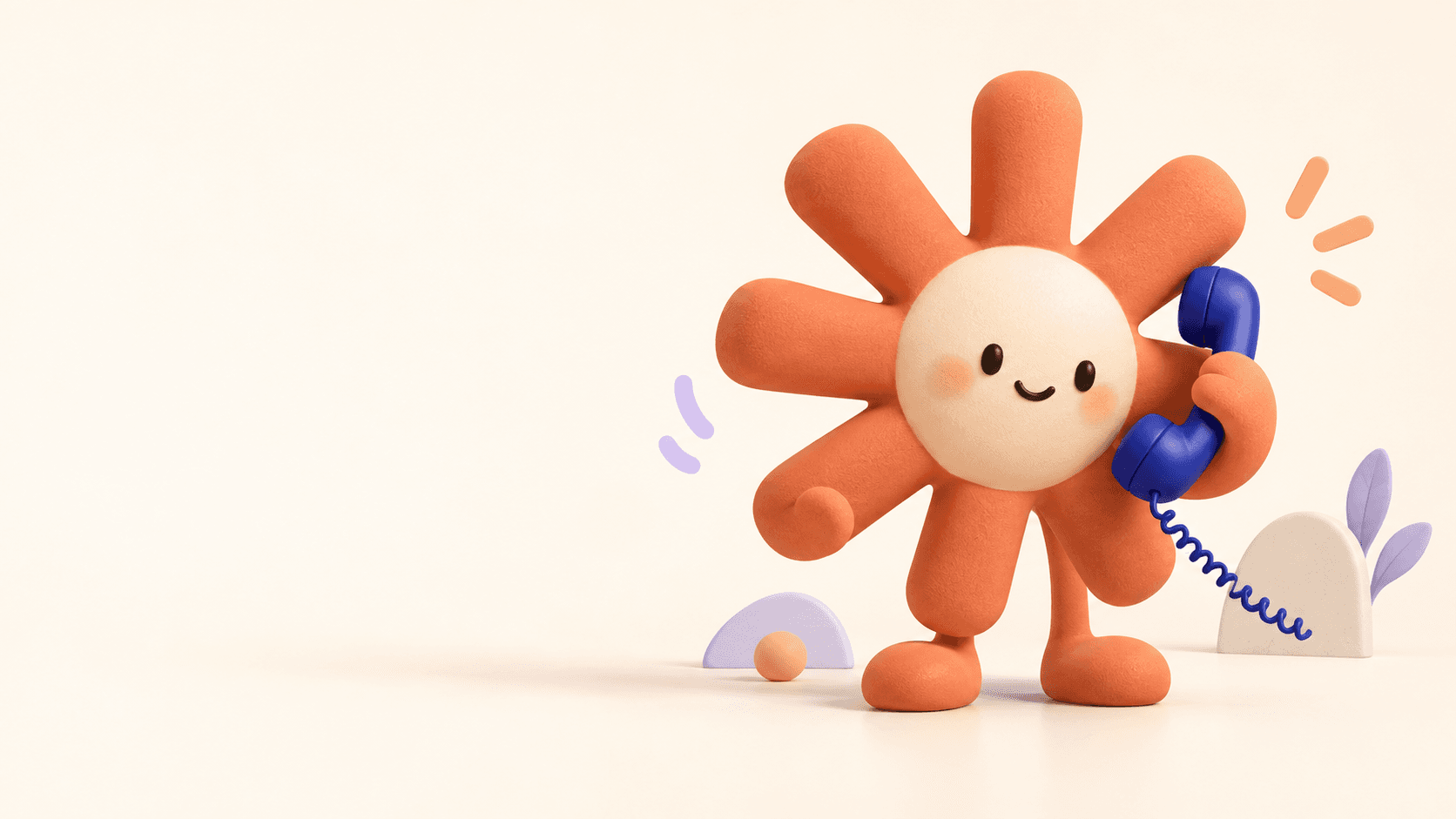 Claude character holding a telephone