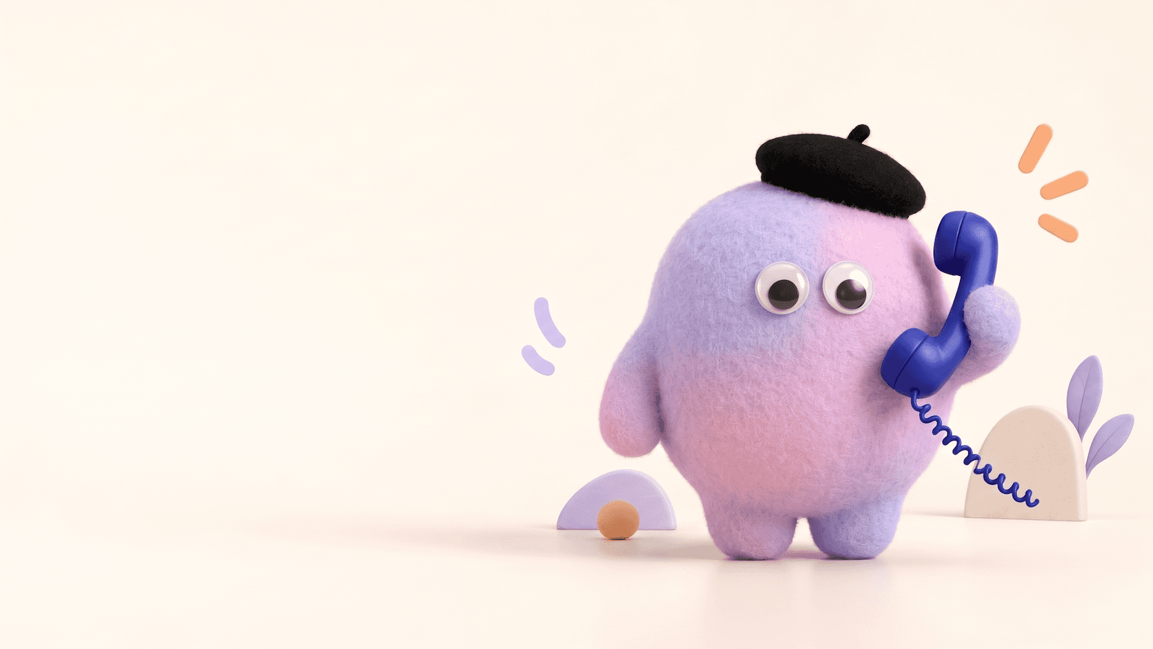 Dots character holding a telephone