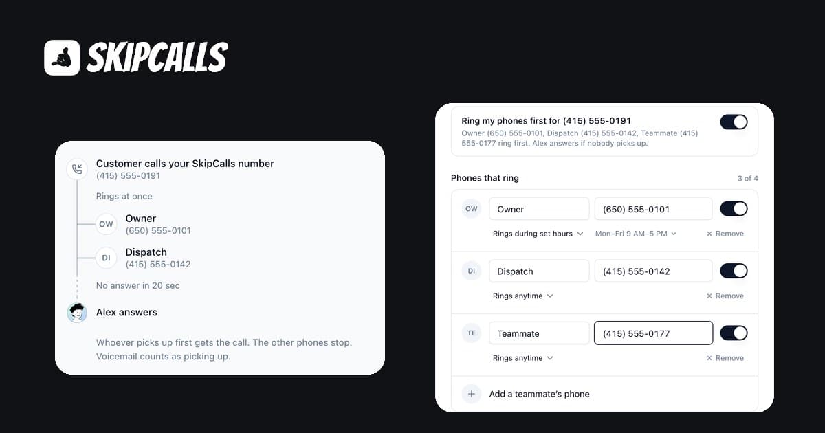 Answer on Your Own Phone: Ring Your Cell First, Let Your AI Receptionist Catch the Rest