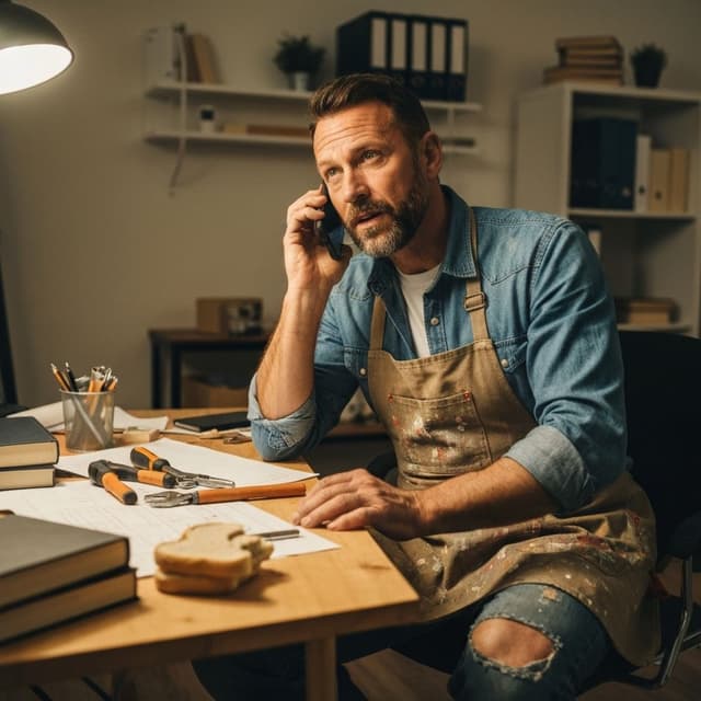 Handyman on phone