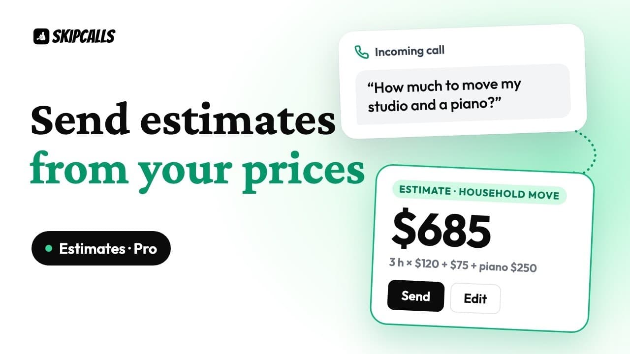 How to Send Price Estimates From Your Own Prices in SkipCalls