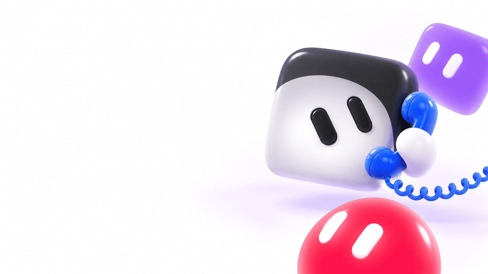 Grok Bot character holding a telephone