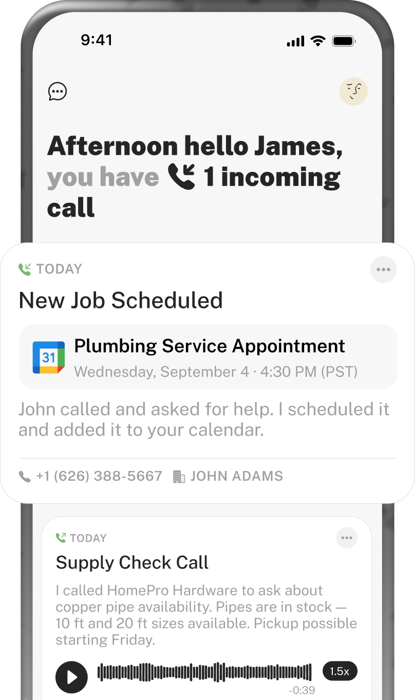 Call summaries with scheduled appointments